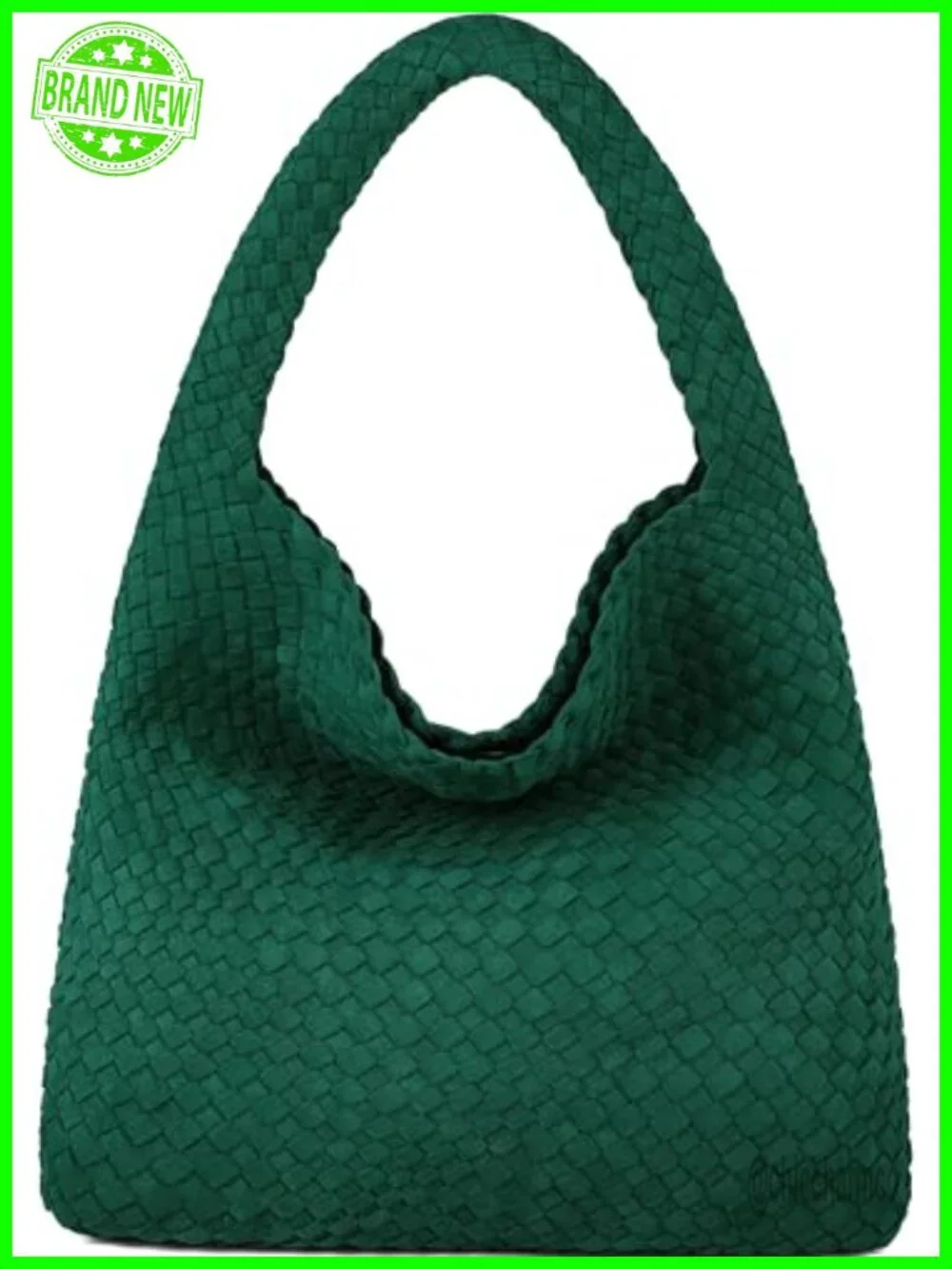 Woven Hobo Bag Faux Suede Top-Handle Shoulder Tote Large Capacity Vegan Leather